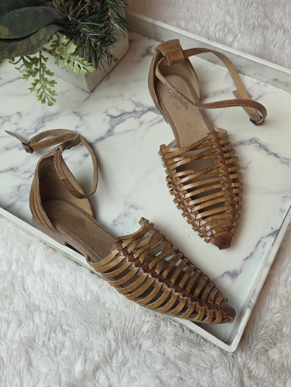 SEYCHELLES Trinket Brown Woven Huarache Leather Sandals Boho Hippie Size 8.5 - Picture 2 of 11